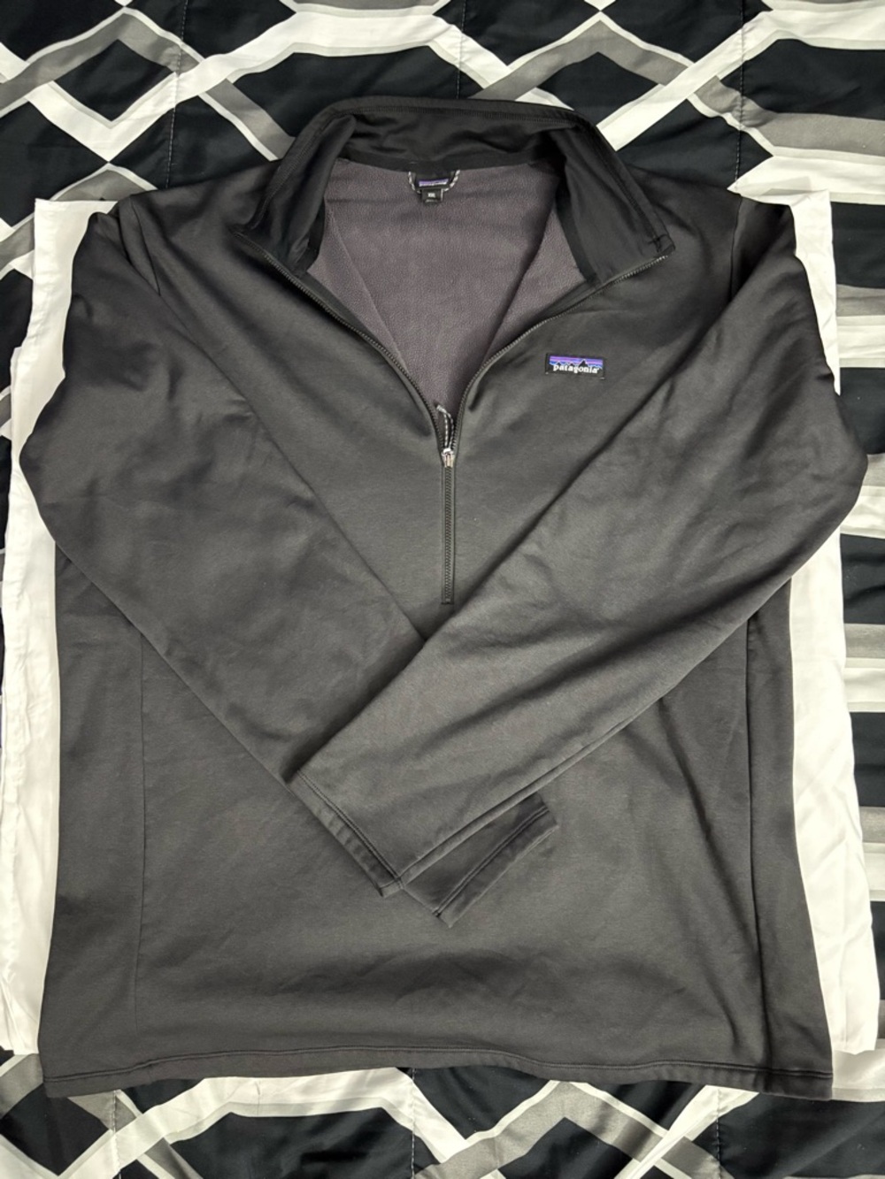 Patagonia Black Half-Zip Pullover with Purple Logo